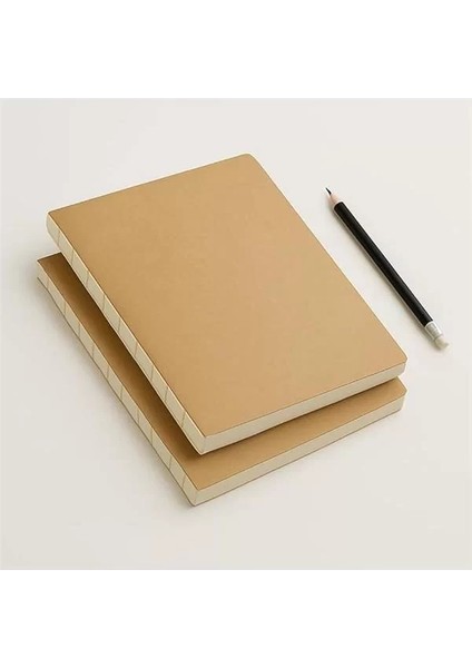 Tasarım Kraft Kapaklı A4 Defter - 180 Derece Açılabilir, Sırtı DIKIŞLI,%100 El