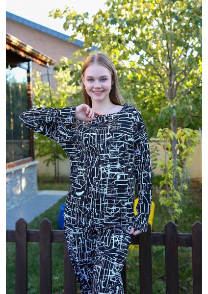 Kadın Penye Bol Paça Pijama Takım 4121