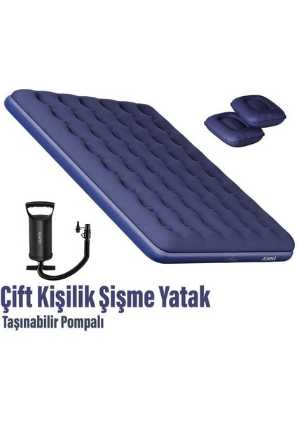 203X152X22CM Çift Kişilik Şişme Yatak – Hava Pompalı, Kamp ve Misafir Kullanımı Için Uygun