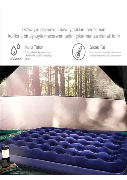 203X152X22CM Çift Kişilik Şişme Yatak – Hava Pompalı, Kamp ve Misafir Kullanımı Için Uygun fiyatları