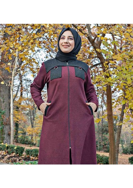 Omuzu Parçalı Vişne Tesettür Kap fiyatları