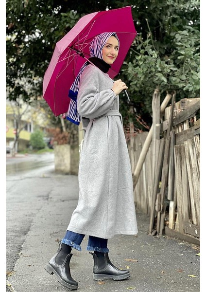 Düğmeli Kaşe Kap Gri fırsatları