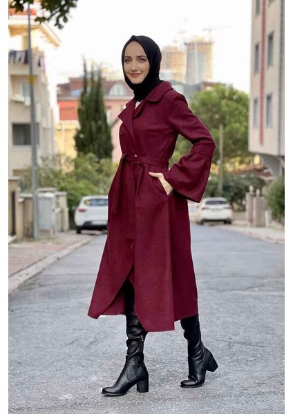 Kaşe Kaban Bordo modelleri