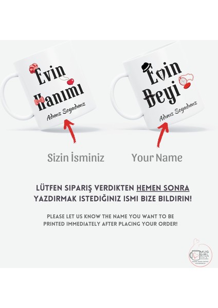 Kişiye Özel Evin Hanımı & Evin Beyi Baskılı Çift Hediyesi - Ikili Kupa Bardak fiyatları