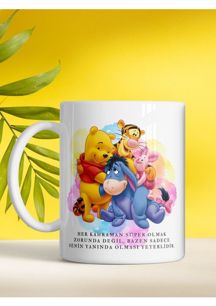 Gerçek Dostluk Winnie ve Arkadaşları Baskılı Renkli Kupa