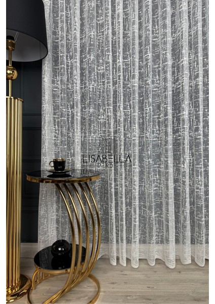 Lines Çizgisel Geometrik Desen Ütü Istemez Tül Perde (1x2 Pile Dikişli)