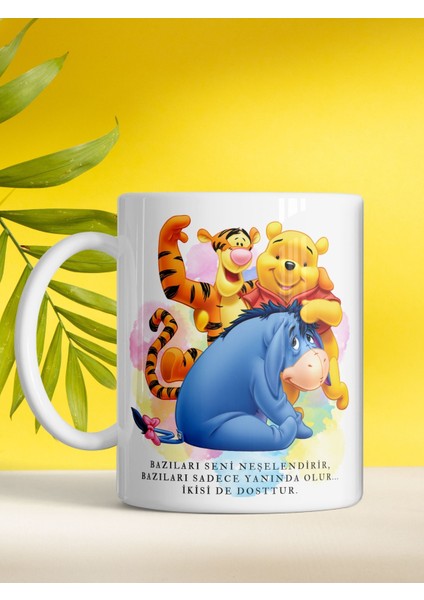 Gerçek Dostluk Winnie ve Arkadaşları Baskılı Renkli Kupa