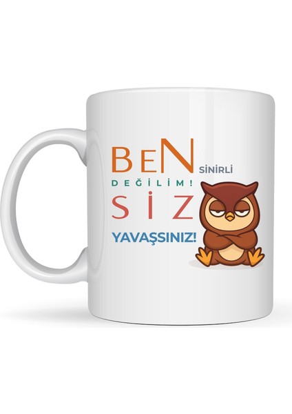 Ben Sinirli Değilim Baskılı Esprili Baykuşlu Kupa