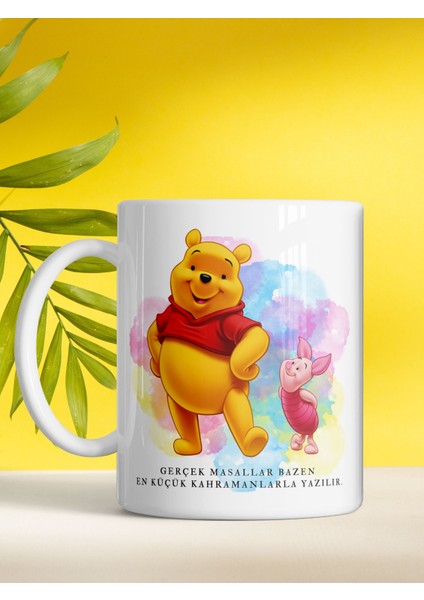 Gerçek Dostluk Winnie ve Arkadaşları Baskılı Renkli Kupa