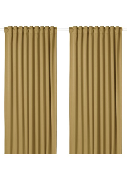 Ajgull Fon Perde 145 x 300 cm Sarı Bej Kalın Dokuma 2 Kanat Işık Engelleyici Isı Yalıtımlı