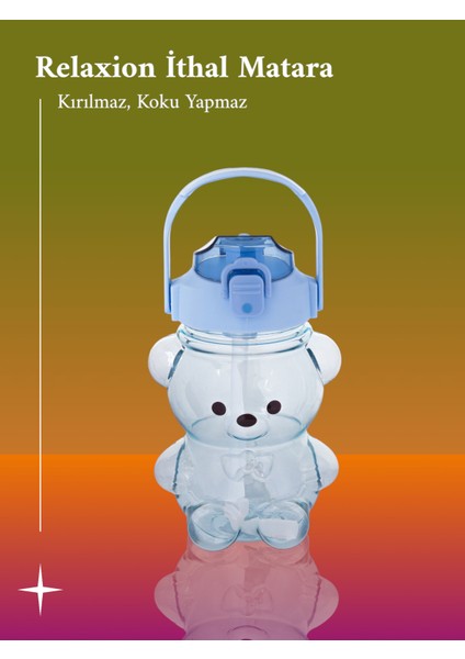 Boyun Askılıklı, Hediyeli, İthal Lüx Mavi Ayıcıklı Matara 1100 Ml. (449) fiyatları