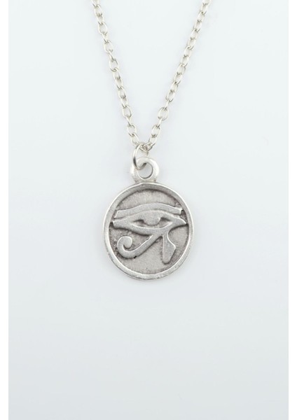 Ra'nın Gözü Madalyon Zincir Kolye - Gümüş Kaplama - Erkek Kadın Kolye - Kod:362