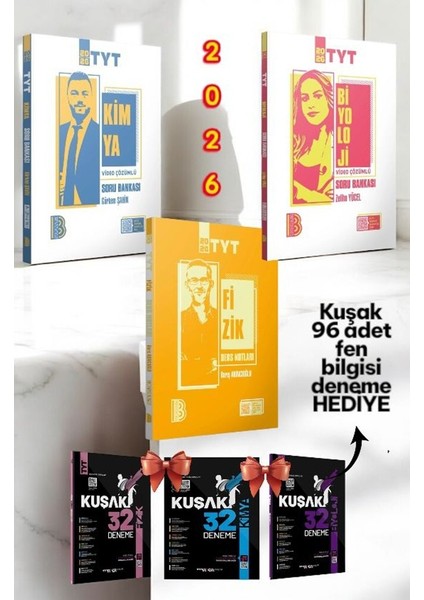 2026 Tyt Fizik Kimya Biyoloji Soru Bankası Fen Bilimleri Sayısal Set-Tyt Kuşak Deneme Hediye