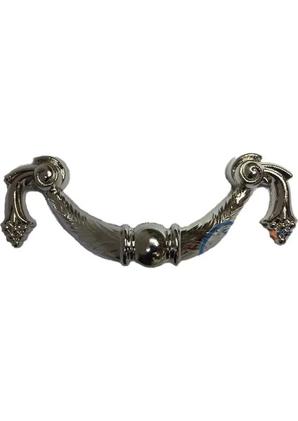 Dekoratif Zamak Üzümlü Kulp - 64MM, Nikel, 1 Adet