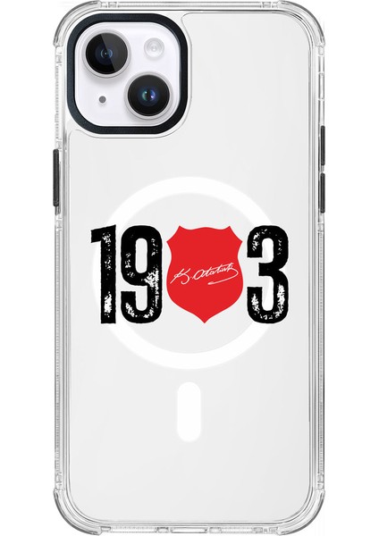 iPhone 13 Uyumlu Beşiktaş Ata Imza 1903 Magsafe Şeffaf Lisanslı Telefon Kılıfı