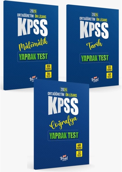 2026 Kpss Lise Önlisans Gygk Matematik, Çoğrafya, Tarih 3 Lü Yaprak Test Seti