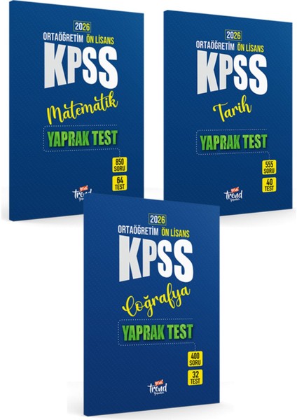 2026 Kpss Lise Önlisans Gygk Matematik, Çoğrafya, Tarih 3 Lü Yaprak Test Seti fiyatları