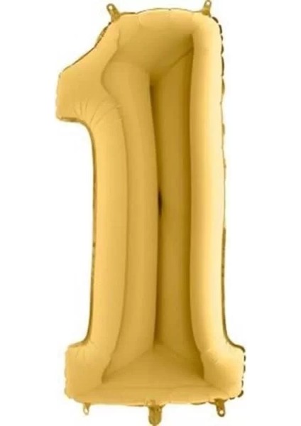 1 Rakamlı 16 Inç Gold Renk Folyo Balon 36 cm (Altın)