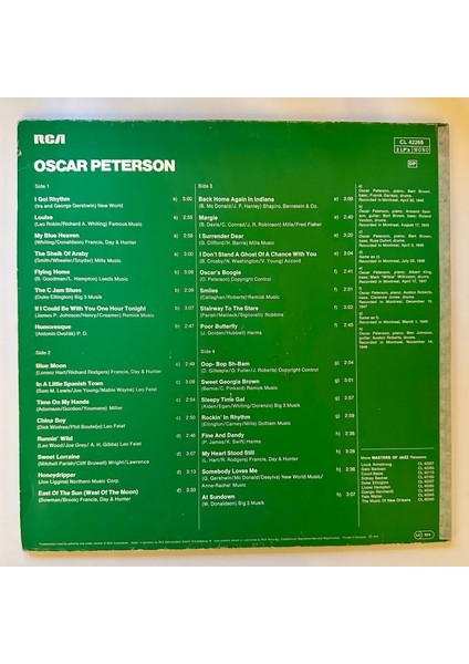 Oscar Peterson – Masters Of Jazz Vol.7 Dönem Plak fiyatları