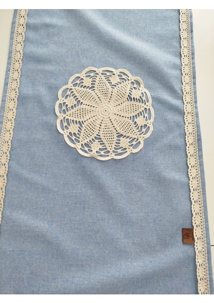Naturel Organik El Işi Nakışlı Otantik Yumuşak %100 Pamuklu Keten Güpürlü Runner 45X115 cm modelleri