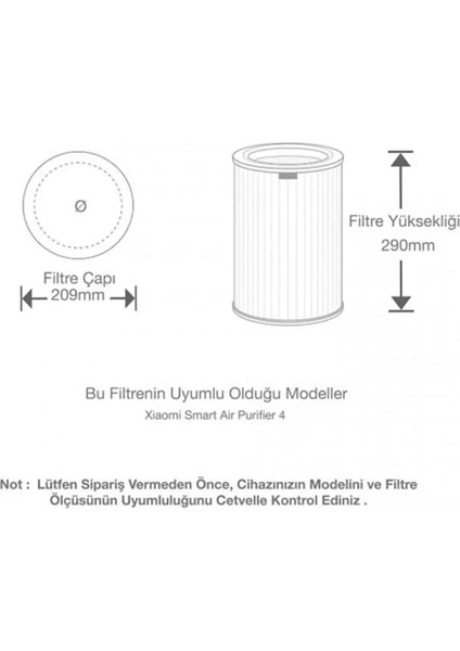 Smart Air Purifier 4 Uyumlu Gri Hepa Filtre | Yüksek Verimli Hava Temizleyici Yedek fiyatları