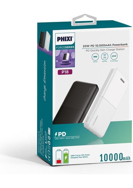 Basic P18 22.5W 10000MAH 1 Pd 1 USB Port LED Göstergeli Powerbank indirimleri