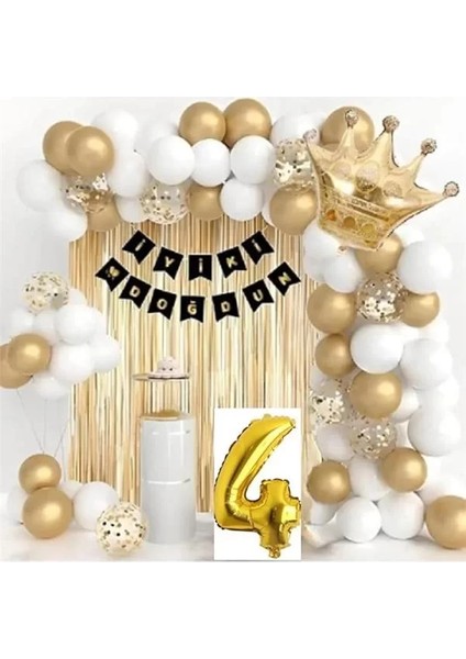 Bkmc Kral Taçlı Yaş Folyolu Doğum Günü Gold Beyaz Balon Seti BMCNM846 fiyatları