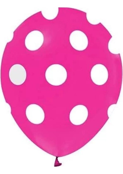 Benim Marifetlerim - Fuşya Beyaz Puantiyeli Balon 12 Inch 10 Adet
