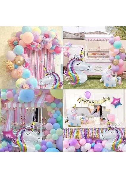 Bkmc Gökkuşağı Konsepti Temalı Makaron Balon Doğum Günü Parti Kutlama Seti BMCNM499 fiyatları