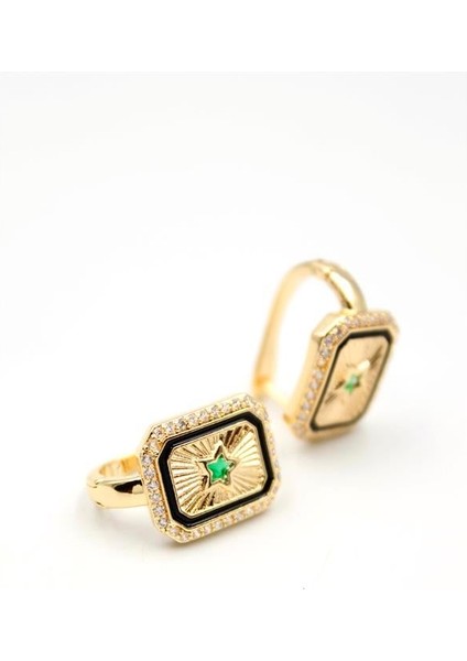 Yıldız Taşlı Küpe - Yeşil fiyatları