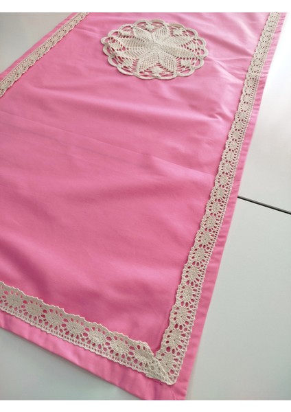 Otantik Ortası El Işli Yumuşak %100 Pamuklu Güpürlü Runner 45X115 cm