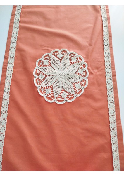 Otantik Ortası El Işli Yumuşak %100 Pamuklu Güpürlü Runner 45X115 cm