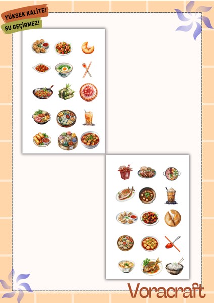 4'lü Asya Yemekleri Sticker Set Ajanda Bullet Journal Set A028 fırsatları