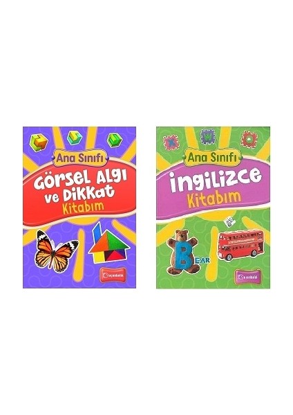 Okul Öncesi 5-6 Yaş Görsel Algı ve Dikkatkitabım - Ingilizce Kitabım - 2 Kitap Set