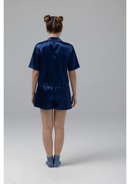 Annabell Saten Pijama Kısa Kol Gömlek - Renkli