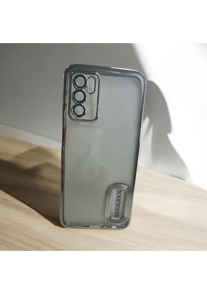 Oppo A16 A16S A56 5g Şeffaf Gümüş Kenarlı Kaliteli Silikon Telefon Kılıfı