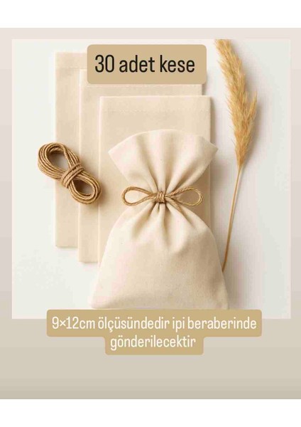 9×12CM 30LU Ham Natural Bez Kese Düğün, Nişan,davet Vb Lavanta, Sabun, Takı Vs Çok Amaçlı Bez Poşet