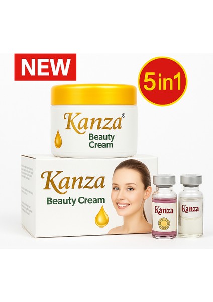 Kanza Beauty Cream Seti – Krem + Sabun + Serum (5’li Cilt Bakım Paketi) fiyatları