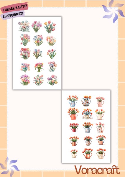 4'lü Lale Sticker Set Ajanda Bullet Journal Set A032 modelleri