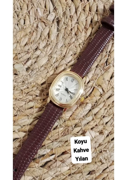 Retro Vintage Kadın Kol Saati Koyu Kahve Düz Renk , Zarif Tasarım 0014