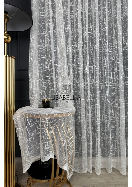 Lines Çizgisel Geometrik Desen Ütü Istemez Tül Perde (1x3 Sık Pile Dikişli) indirimleri