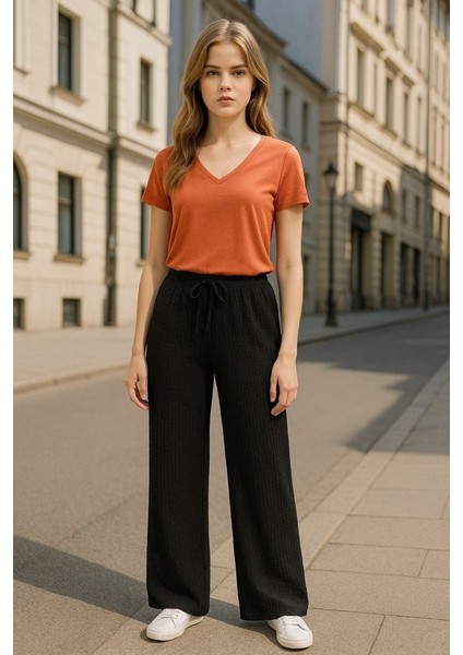 Kadın Beli Lastikli Pol Paça Pantolon fırsatları