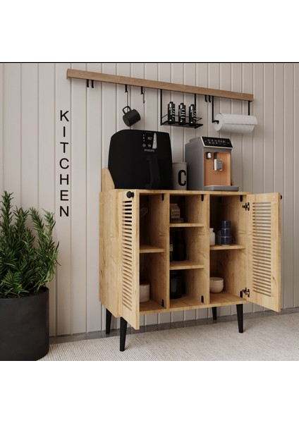 Kahve Kiler-Kahve Köşesi %100 Mdf Lake Ahşap Ayak Çok Amaçlı Dolap fiyatları