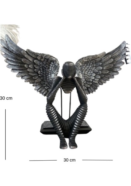 Kanatlı Düşünce – Modern Thinker Dekoratif Heykel Biblo (30 x 30 Cm, Siyah/gold/bej) modelleri