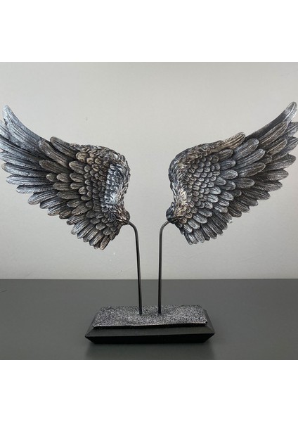 Kanatlı Düşünce – Modern Thinker Dekoratif Heykel Biblo (30 x 30 Cm, Siyah/gold/bej)