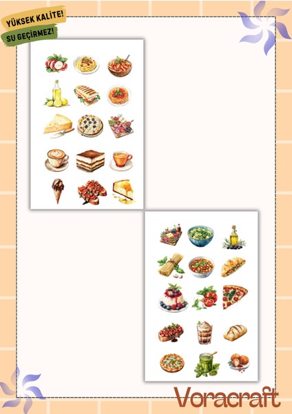 4'lü Italyan Yemek Sticker Set Ajanda Bullet Journal Set A027 fırsatları