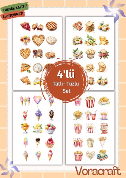 4'lü Tatlı Tuzlu Set Ajanda Bullet Journal Set A058