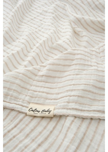 2 Katlı %100 Pamuk Müslin Kundak ve Örtü Bezi | 120x120 cm | Bej | 30-10 | Yenidoğan & Bebek Battaniyesi