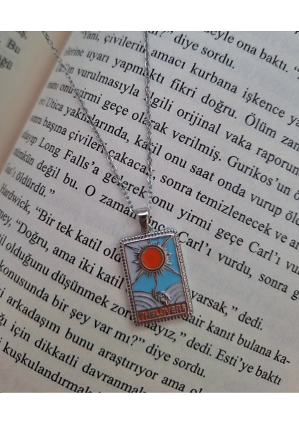 Çelik Güneş ve Aşk Tarot Kolye The Lovers Gümüş Zincir Kolye fiyatları
