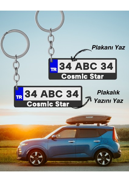 Kişiye Özel Isimli Plaka Anahtarlık Araba Hediyesi Çanta Süsü Sevgiliye Hediye Çiftli Set (2 Adet)